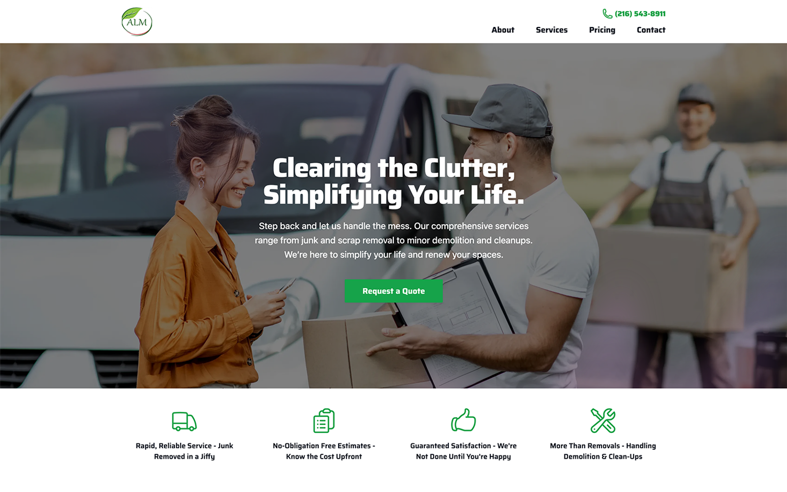 ALM Junk Removal desktop homepage