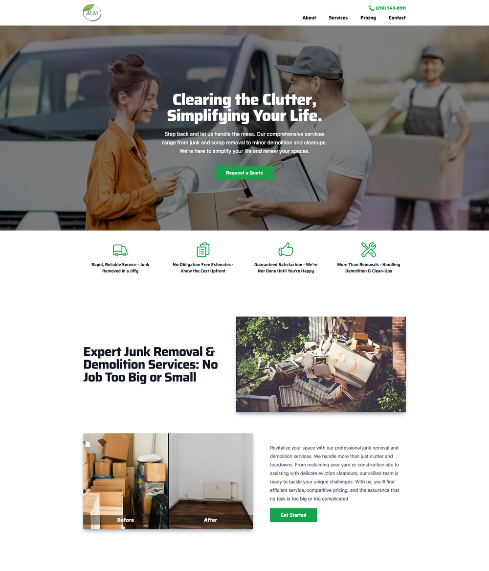 Service-based website for a local business