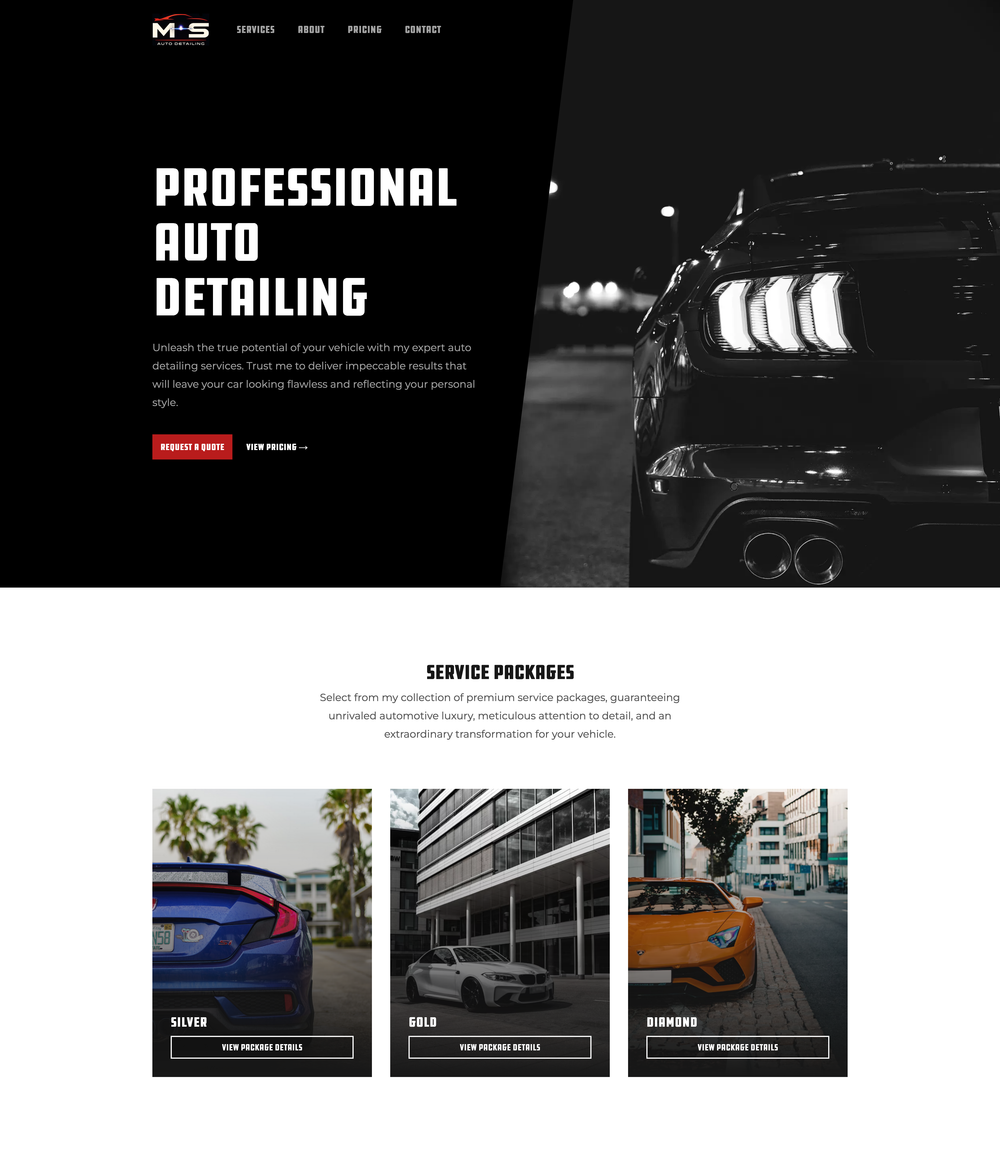 Bold and modern website for a local auto detailing business