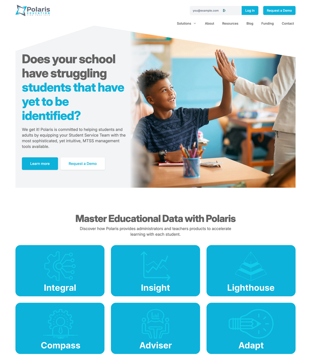 Bright and modern website for an educational startup